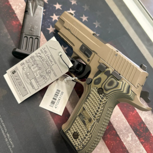 SIG SAUER P226 semi-automatic pistol displayed on a firearm sales counter with a product tag at Old Town Tactical.